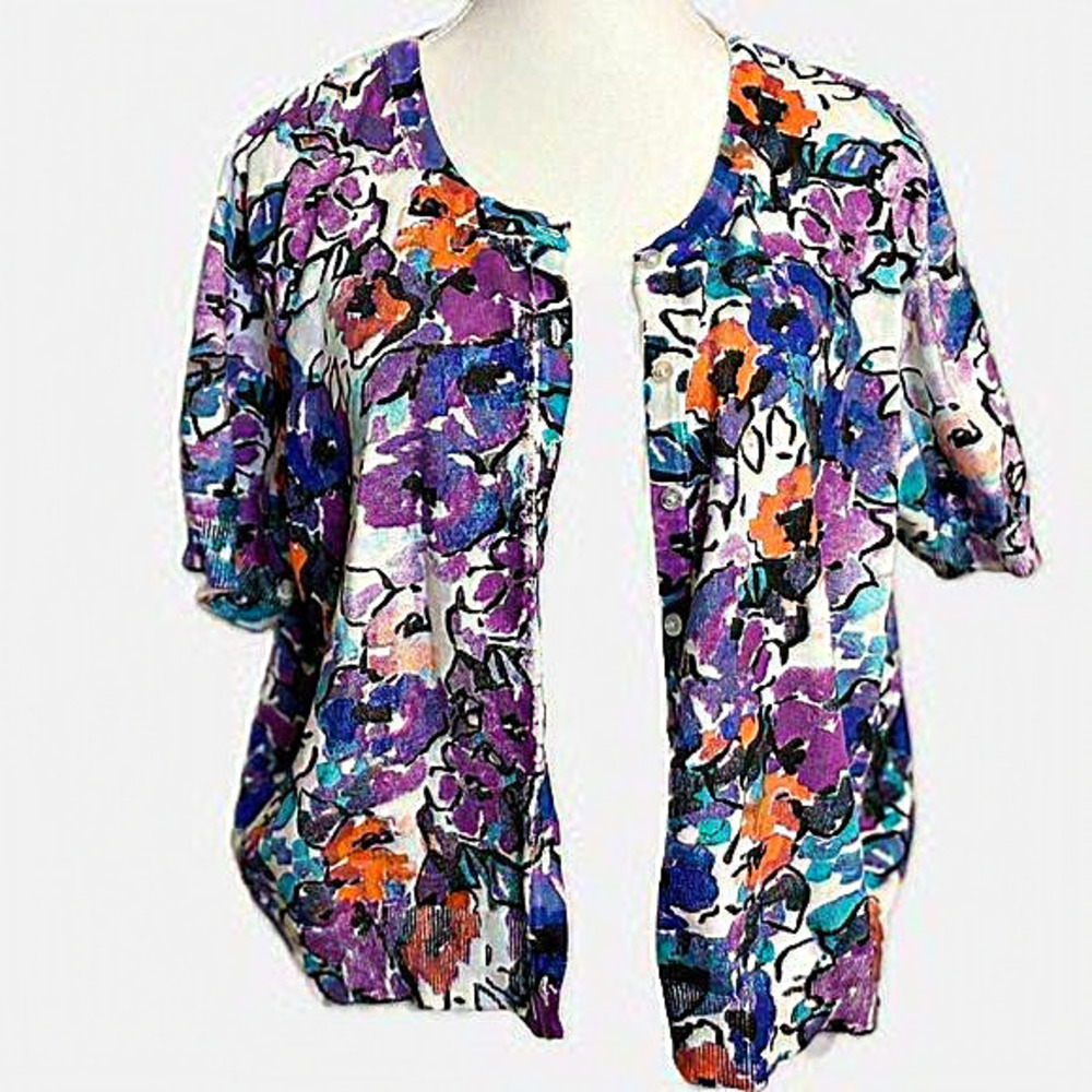 Jessica‎ London Floral Cropped Cardigan